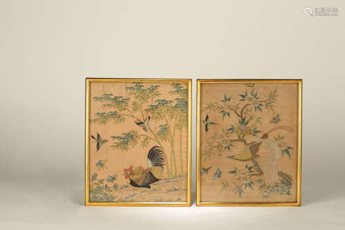 17-19TH CENTURY, A LANDSCAPE EMBROIDERY, QING DYNASTY