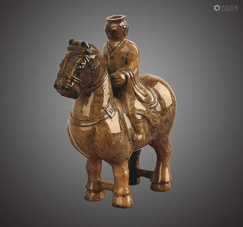 206 BC-220 AD, A HORSE RIDING PATTERN HETIAN JADE , HAN DYNASTY