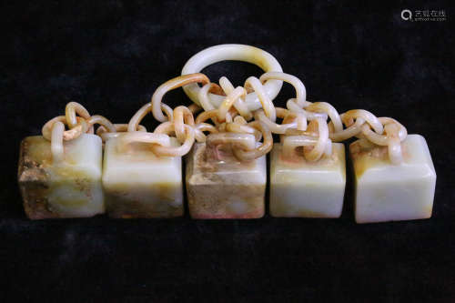 17-19TH CENTURY, A PENTAGONAL WHITE JADE SEAL, QING DYNASTY