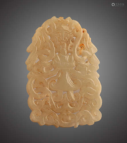 206 BC-220 AD, A DRAGON&PHOENIX PATTERN WHITE JADE DISC, HAN DYNASTY