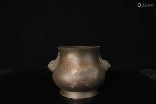 17-19TH CENTURY, A VASE SHAPED BRONZE CENSER , QING DYNASTY