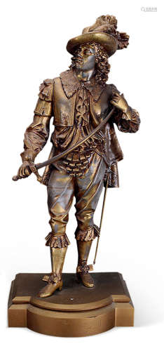 19世纪 铜雕剑客摆件