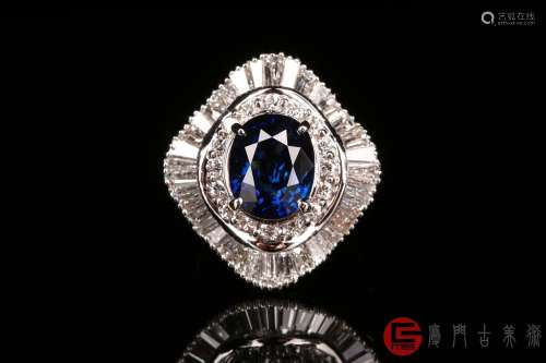 斯里兰卡顶级皇家蓝天然豪华5.009克拉蓝宝石金镶2.43克拉钻石铂金戒指（铂金PT900，蓝宝石5.00克拉，钻石2.43克拉，附证书）
