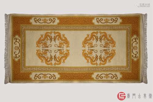 清代.宫廷级工艺纯羊毛全手工编织团龙纹精美1.7米大地毯