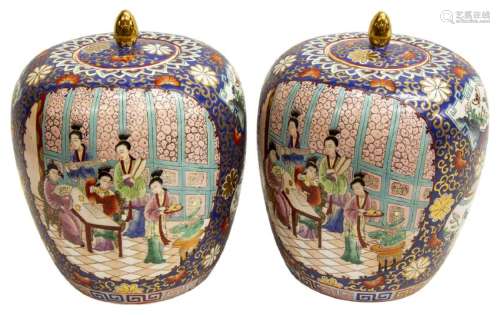 (2) CHINESE FAMILLE ROSE PORCELAIN MELON JARS