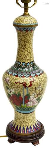 CHINESE CLOISONNE ENAMEL VASIFORM TABLE LAMP