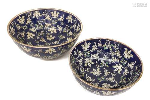 (2) CHINESE ENAMELED FLORAL PORCELAIN BOWLS