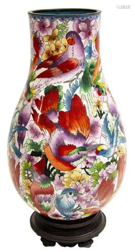 CHINESE CLOISONNE ENAMEL POLYCHROME VASE