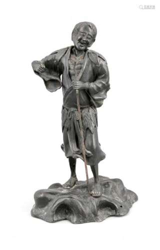 An Asian 19th/20th-century figure, pewter cast with