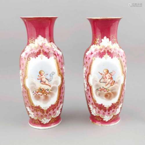 A pair of vases, France, 19th century, baluster-shaped,