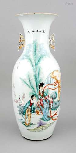 Floor vase, China, 20th century, polychrome on-glaze