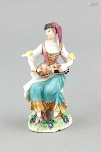 A girl with a lyre and a pointed cap, Meissen,