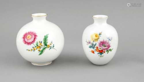 Two vases, Meissen, after 1950, a ball vase, 2nd