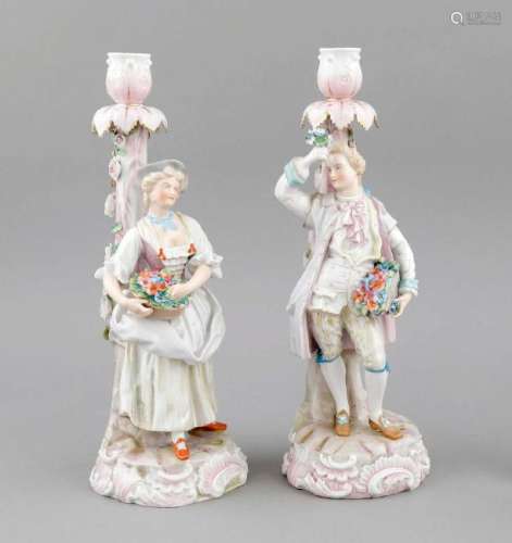 A pair of candlesticks, Volkstedt, Thuringia, around