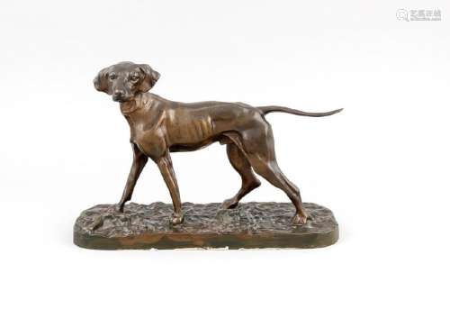 Anonymer Bildhauer um 1900, Vorstehhund, patinierte