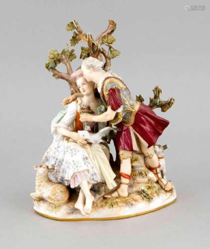 Shepherd group, Meissen, brand 1850-1924, 1st quality,