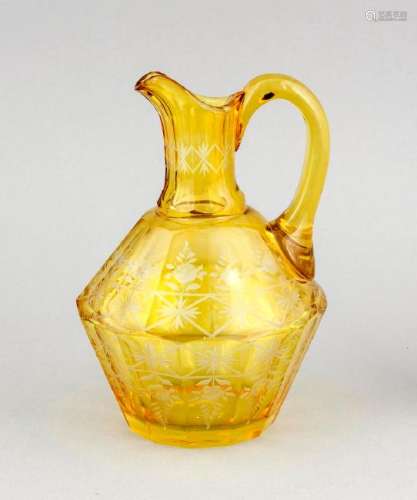 An early-20th-century Bohemia claret jug on polygonal