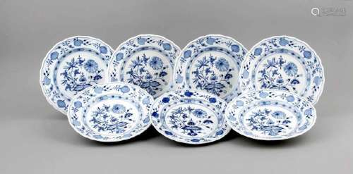 Seven plates, Meissen, marks after 1934, 3rd quality,