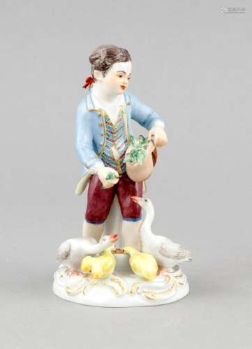 A boy feeding geese, Meissen, after 1973, first