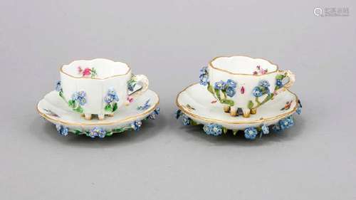 Two cups with saucer, Meissen, stamps 1850-1924, 1st