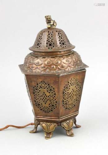 A Chinese incense-burner mounted as lamp, 1st half of