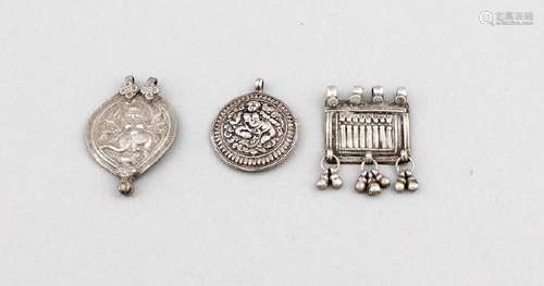 3 South-Indian silver charms presumably 1st halft 20th