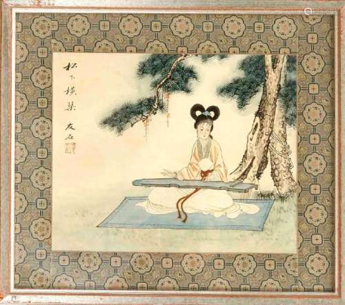 Two Chinese silk paintings, presumably Mid-20th c., the