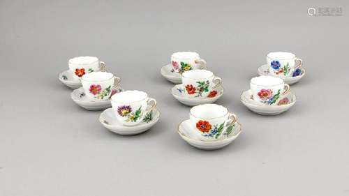 Eight mocha cups with saucers, Meissen, mark after