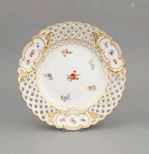 Durchbruchteller, Meissen, Marke 1850-1924, 1. W.,