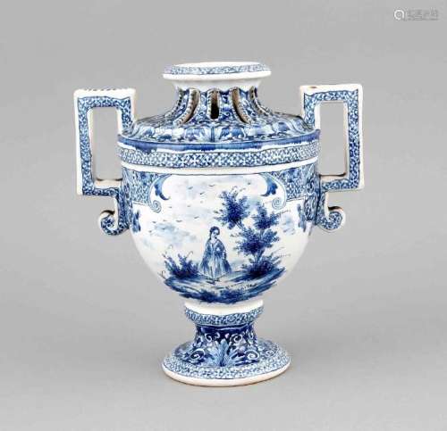 A double-handled vase, faience, approx. 1920, h. 23 cm,