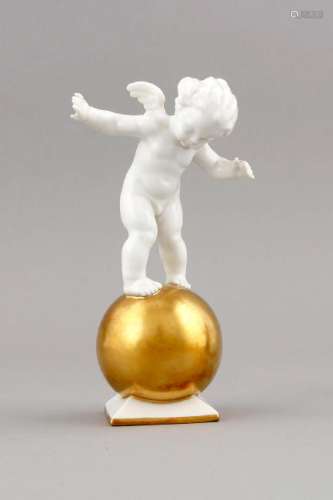 A putto balancing on a golden ball, Hutschenreuther,
