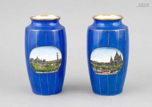 A pair of vases with cityscapes of Berlin, German, 19th