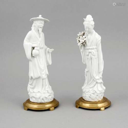 A pair of 20th-century Chinese blanc-de-chine figures,