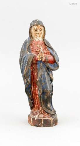 Krippenfigur des 19. Jh., betende Madonna, Holz