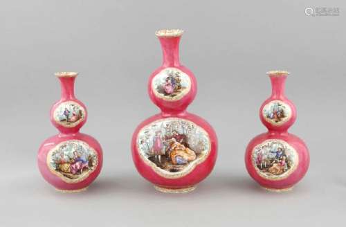 A 3-piece set of vases, Helena Wolfsohn, Dresden, mark