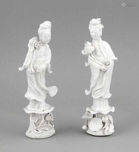 Paar Blanc-de-Chine Guanyin, China, wohl 20. Jh.,