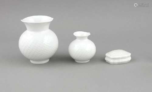 Three pieces of Meissen, end 20th century, 1st quality,