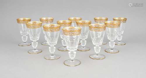 20 presumable French white wine glasses, 20th c.,