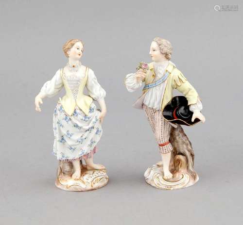 A pair of figures, Meissen, knob swords around 1880,