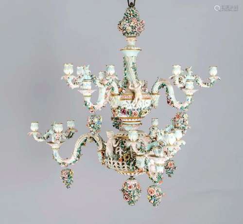 Imposing ceiling lamp, w. Dresden, late 19th century,