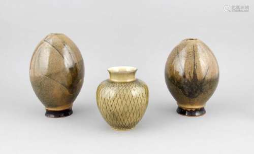 Three vases, ceramic, 20th century, pair of vases in