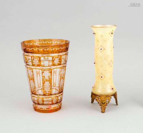 Two vases, 1st half of 20th c., 1 with polygonal stand,