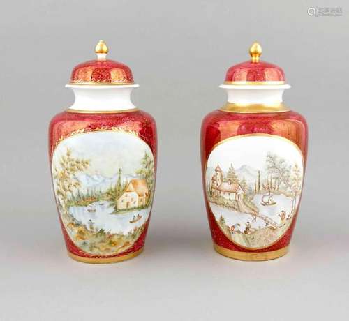 Two lidded vases, Kaiser, 20th cent., On the front side