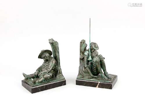 Pair of figurative bookends, ''Don Quixote and Sancho