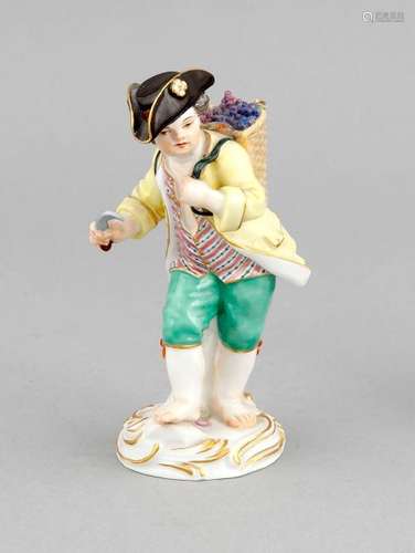 Gardener boy with Wine basket, Meissen, mark after