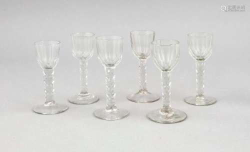 Six liqueur glasses, early 19th century, circular disc