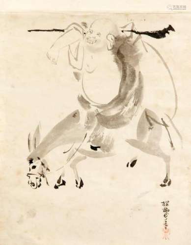 A Chinese ink-drawing, 1st half of 20th c., Budai/Hotei