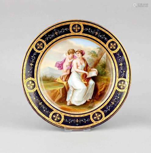 A painted plate, Thuringia, around 1900, in Viennese