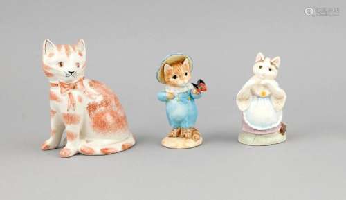 Three cats, England, end 20th c., two cats after design