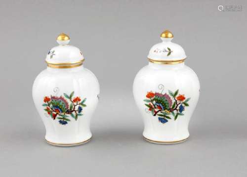 Two lidded vases, Meissen, mark around 1980, first